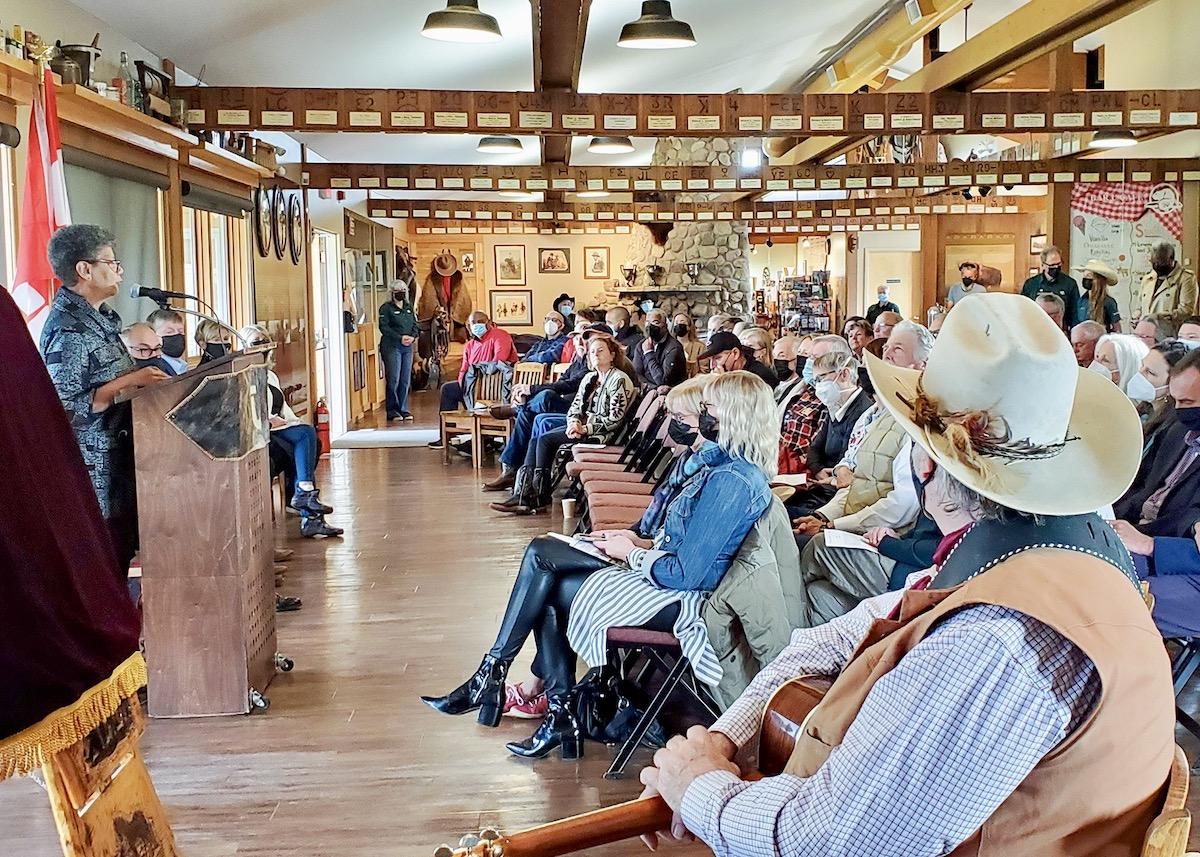 People gathered at Bar U Ranch National Historic Site for the John Ware plaque unveiling.