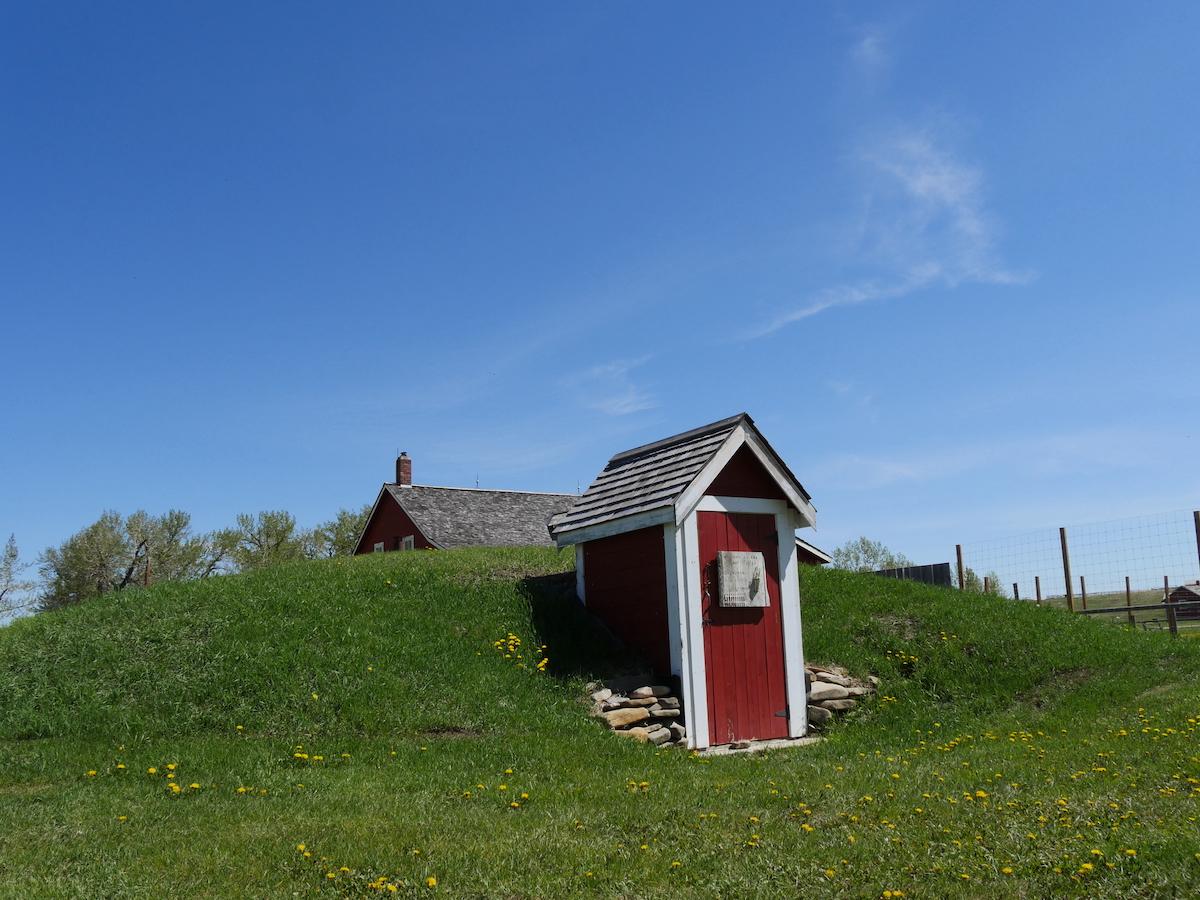The entrance to the root cellar at Bar U Ranch National Historic Site.