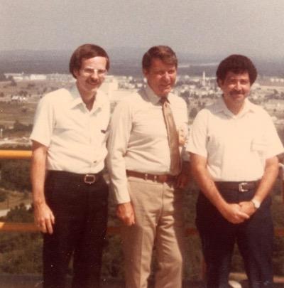 Mercury astronaut Walley Shirra (second from left) welcomed Harry (second from right) and his team to Cape Canaveral, Florida, as part of Harry’s Man in Space study. In the early 1980s, preservation of the Cape Canaveral complex and Saturn V rocket (Apoll