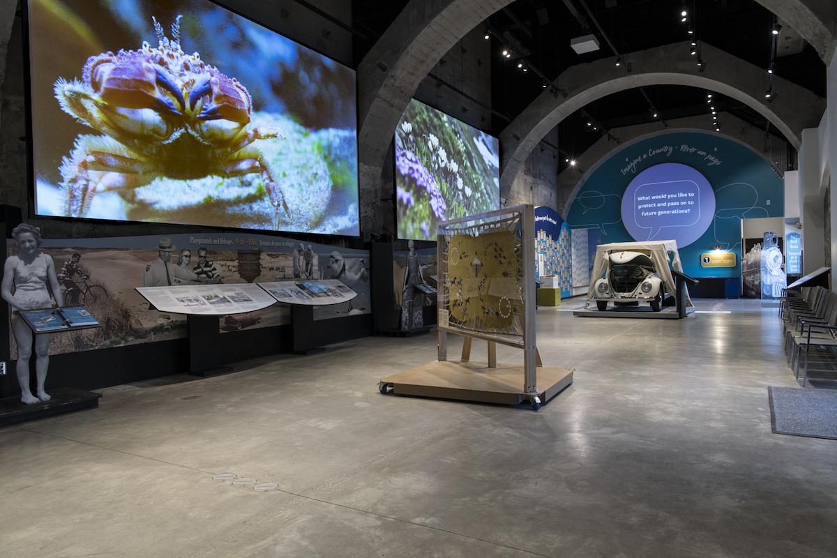 The reimagined Cave and Basin National Historic Site's Story Hall exhibit space. The reimagined Cave and Basin National Historic Site's Story Hall exhibit space.