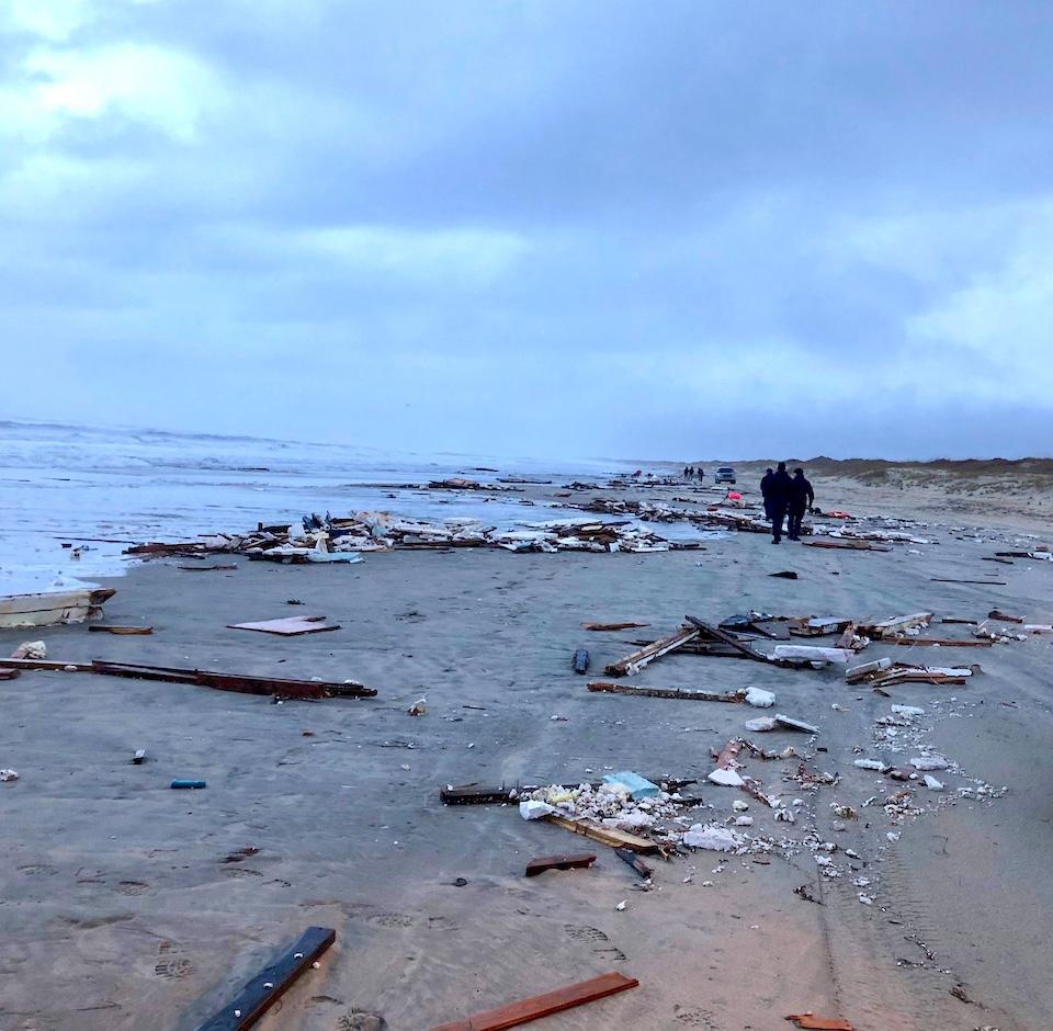 Debris from a broken up shrimp trawler at Cape Hatteras National Seashore/NPS 960 2-4-19