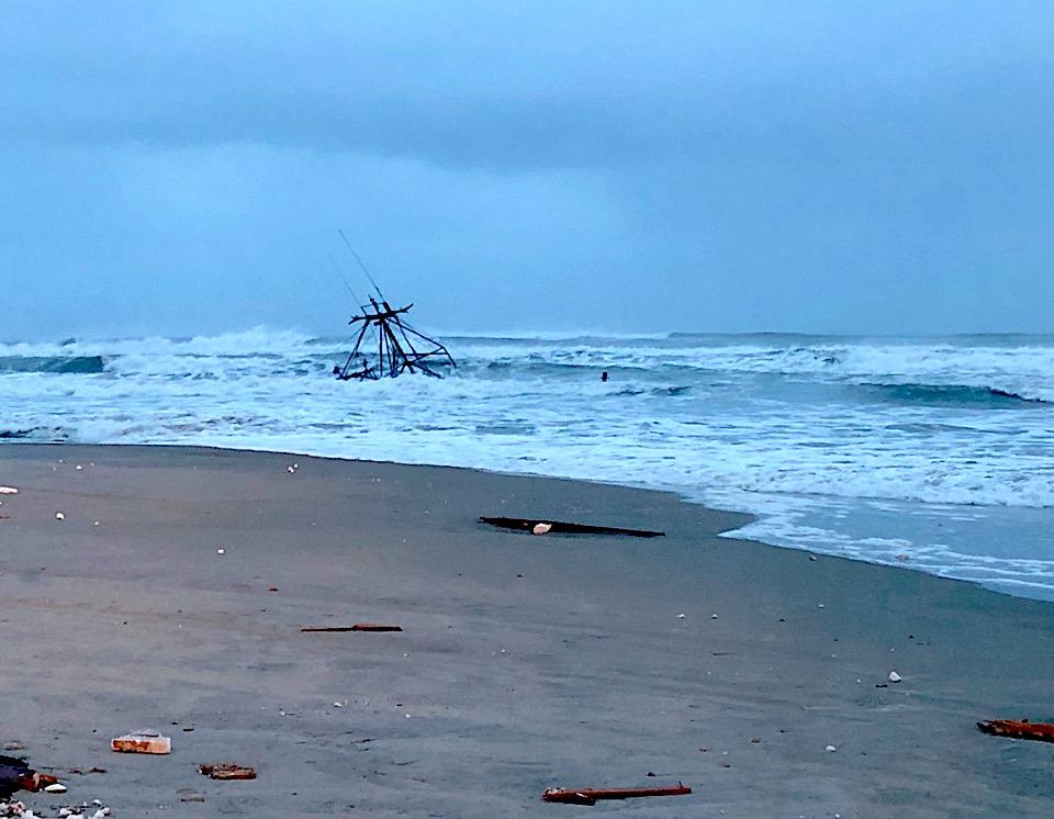Foundered shrimp trawler at Cape Hatteras National Seashore/NPS 2-4-19 960