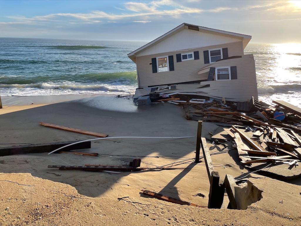 A house at Rodanthe near Cape Hatteras National Seashore was claimed by the ocean Wednesday/NPS