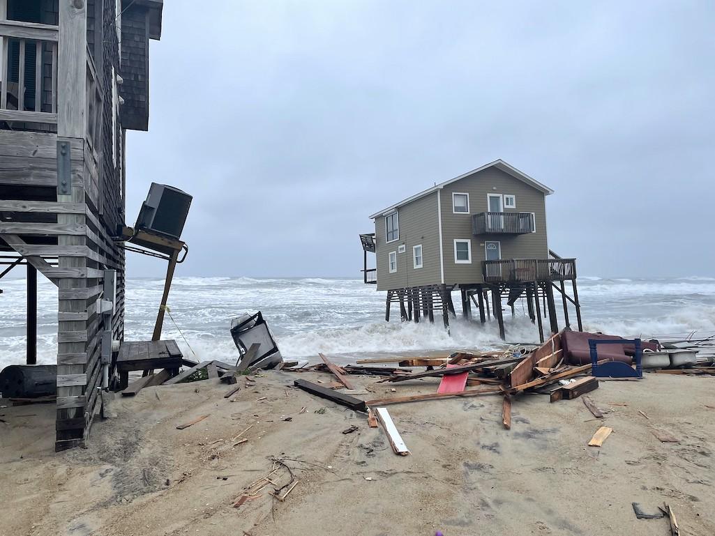 Atlantic Ocean waves last week tugged on a house at Cape Hatteras National Seashore/NPS