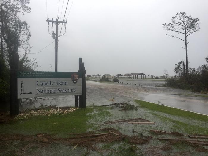 Harkers Island entrance sign in the day Hurricane Florence made landfall/NPS