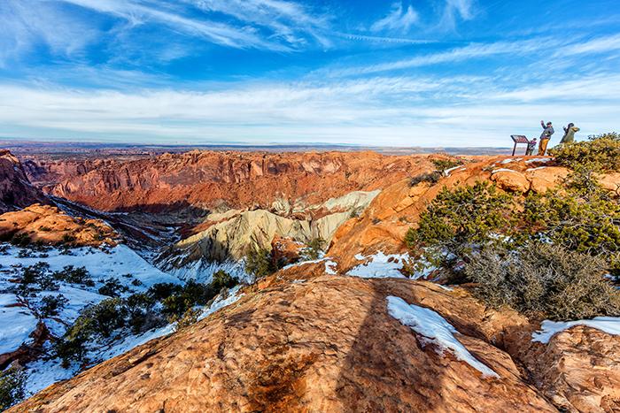Looking out over Upheaval Dome, Canyonlands National Park / Rebecca Latson