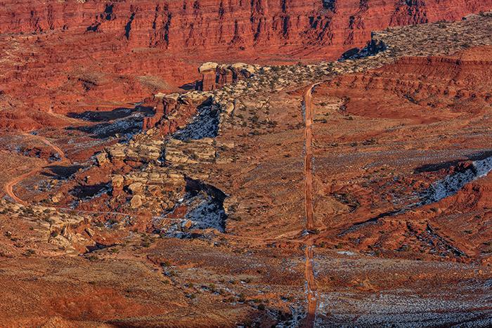 A telephoto view into Shafer Canyon, Canyonlands National Park / Rebecca Latson