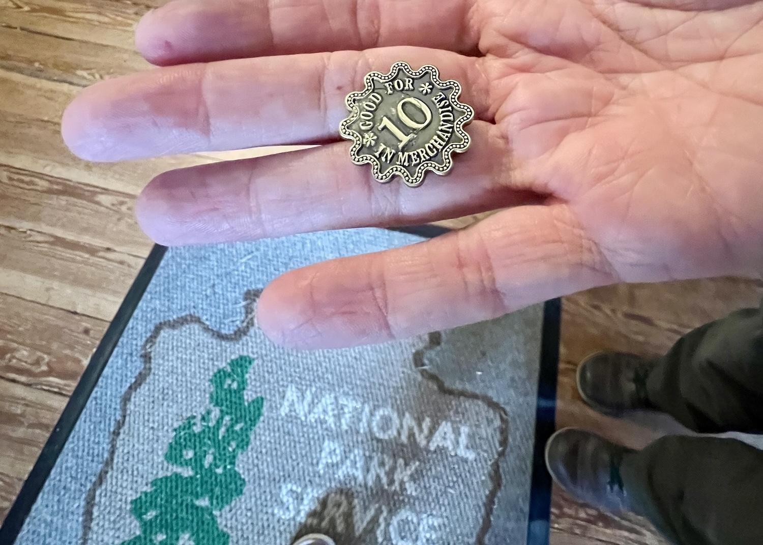 On Louisiana plantations, workers were given tokens instead of cash. This replica token from Magnolia Plantation is sold by the NPS.