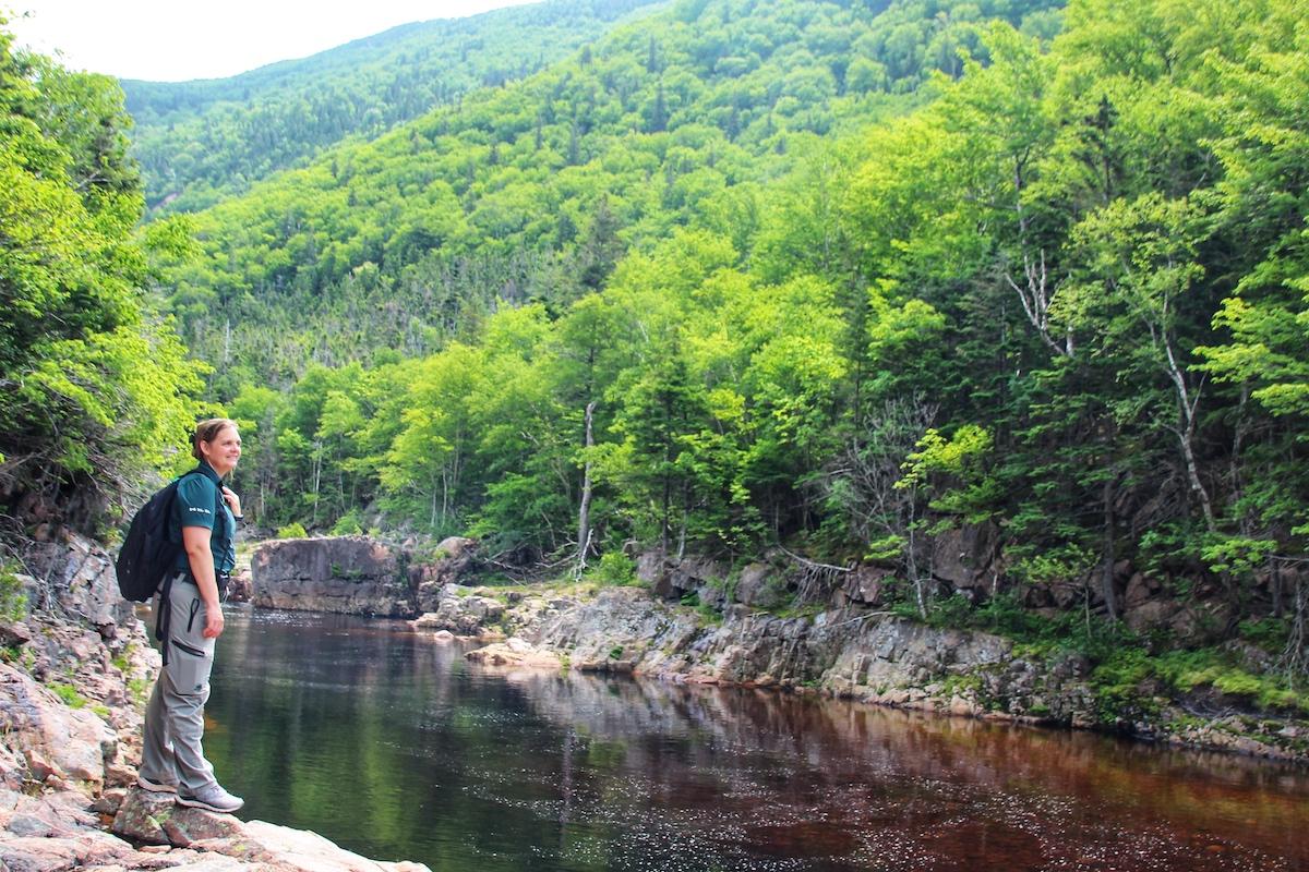 Parks Canada Interpretation Coordinator Miranda Dodd on the Salmon Pools trail.