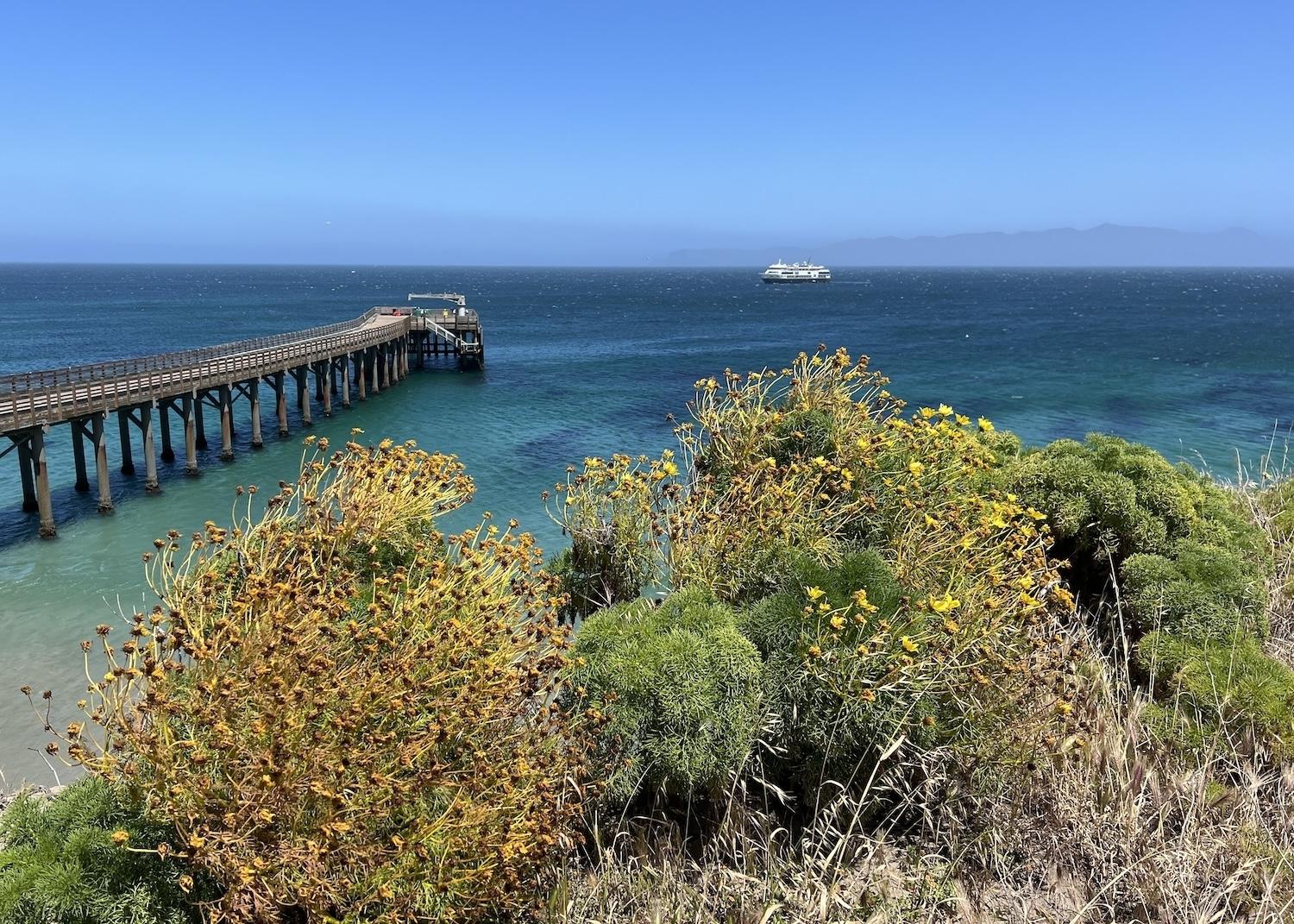 Lindblad's National Geographic Quest anchors off Santa Rosa Island, part of Channel Islands National Park.