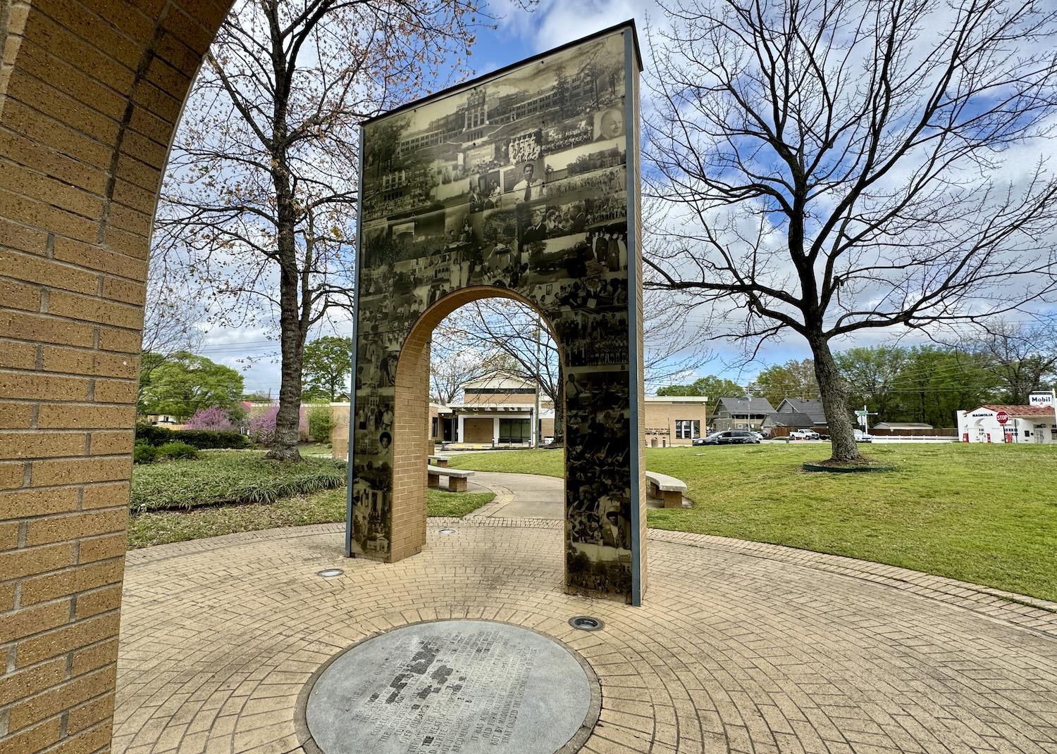 A photo-filled arch in the garden that commemorates the Little Rock Nine. A photo-filled arch in the garden that commemorates the Little Rock Nine.