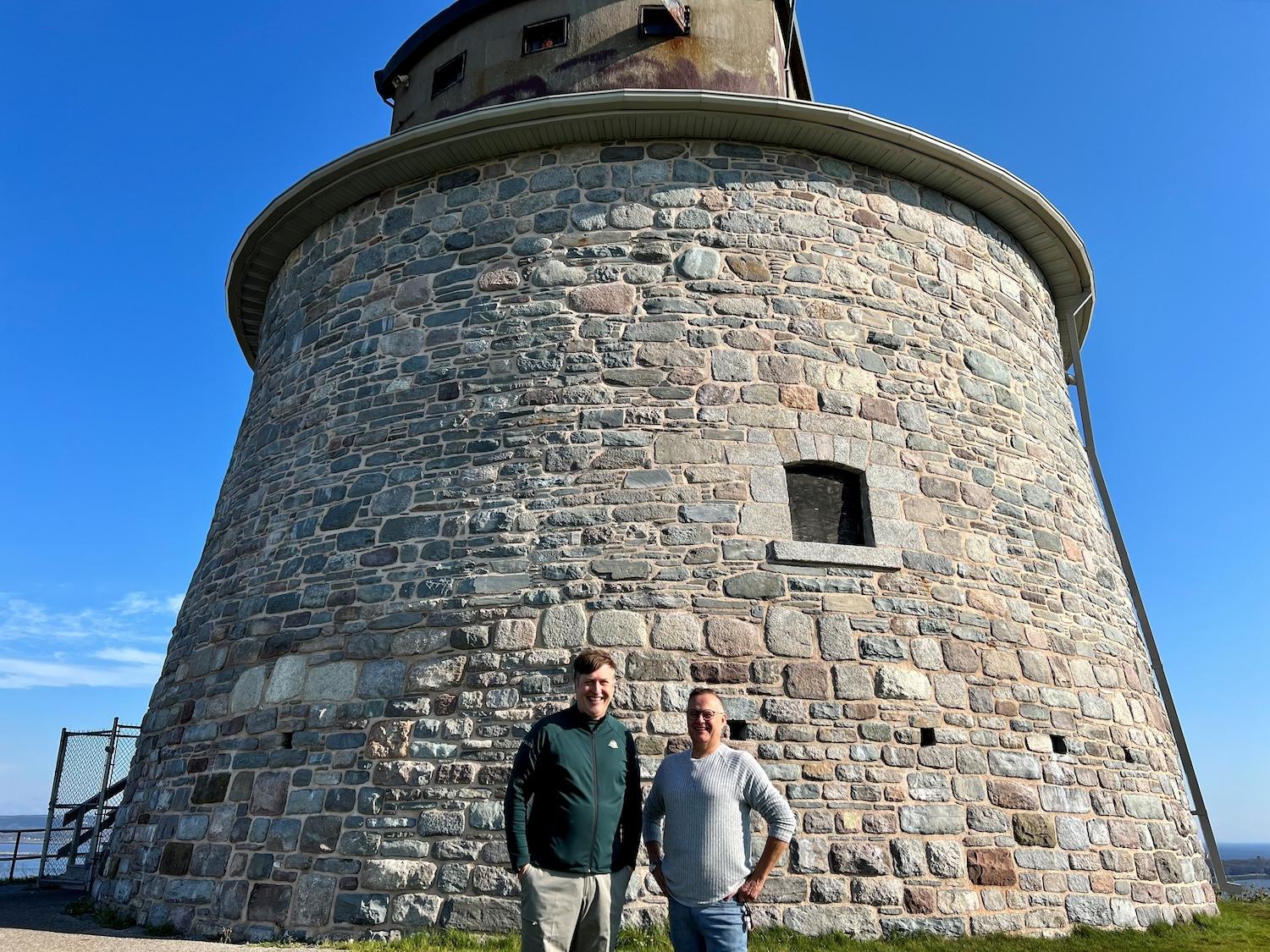 Wayne Long, Member of Parliament for Saint John-Rothesay, is pictured at Carleton Martello National Historic Site Tower with Parks Canada’s Kurt Peacock, team Leader of visitor experience for the site.