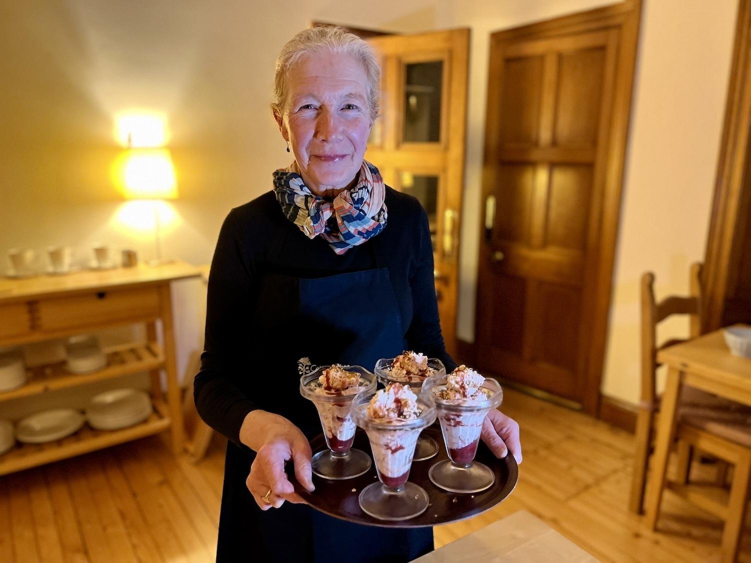 At Coig na Shee guest house in Newtonmore, Marion Broad serves a traditional Scottish dessert called cranachan that's made of oats, cream, whisky and raspberries.