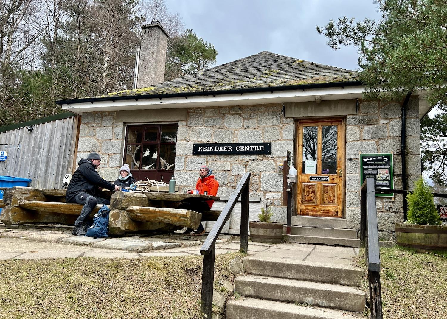 Wilderness Scotland guide Joe Mann, right, leads a picnic at the Reindeer Centre in Glenmore.