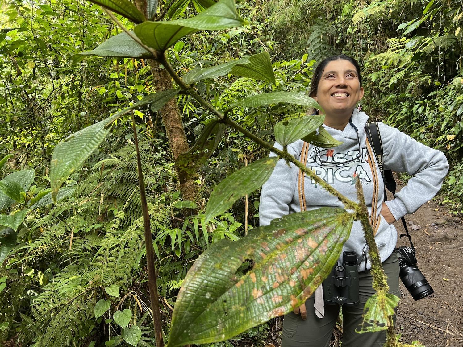 Costa Rican tour guide Monical Leal stands in the Santa Elena Cloud Forest Reserve.