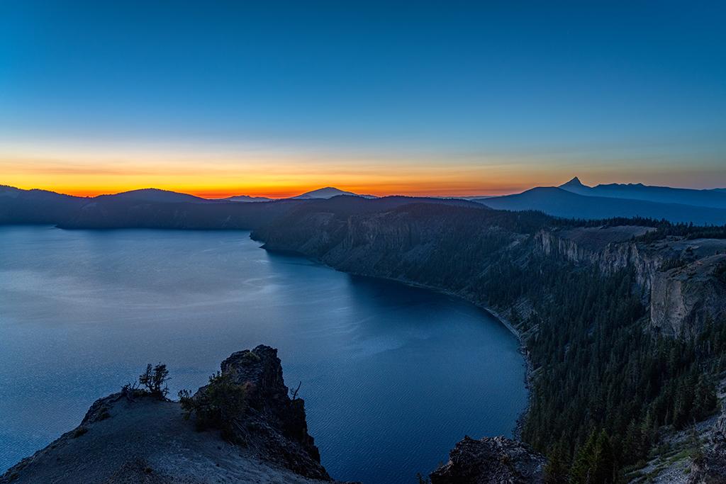 Sunset's afterglow at Palisade Point, Crater Lake National Park / Rebecca Latson