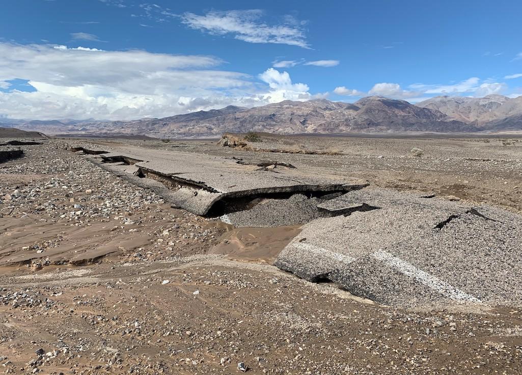 Remnants of the Beatty Cutoff road, one of countless areas of severe road damage/NPS, M. Clark 