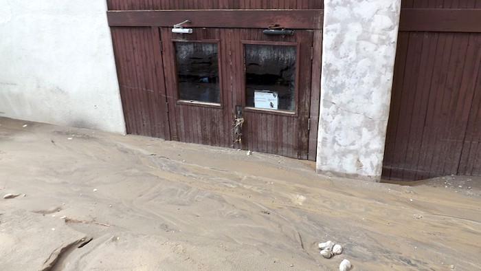 Mud covering exterior walls at Scotty's Castle/NPS