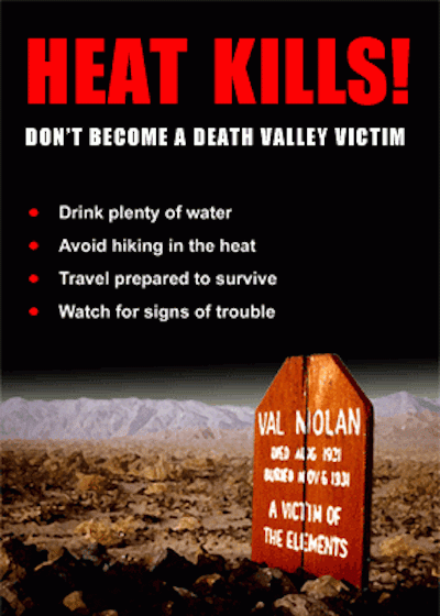 Heat kills in Death Valley/NPS