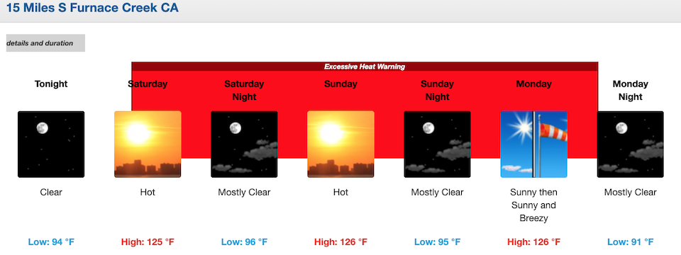 Dangerously high temperatures are forecast for national parks this weekend/NWS