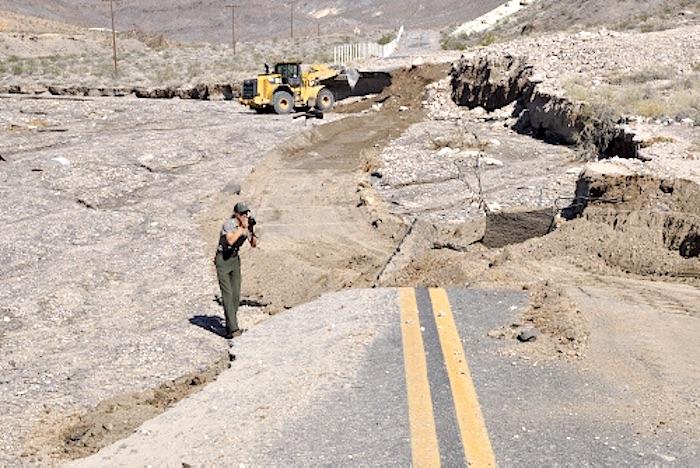 Road damage at Death Valley National Park from October 15 flooding/NPS