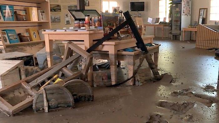 Death Valley Visitors Center filled with mud/NPS