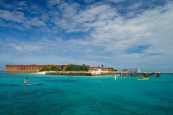 Whether you swim, snorkel, or kayak at Dry Tortugas National Park, Fort Jefferson is always within sight / Yankee Freeom