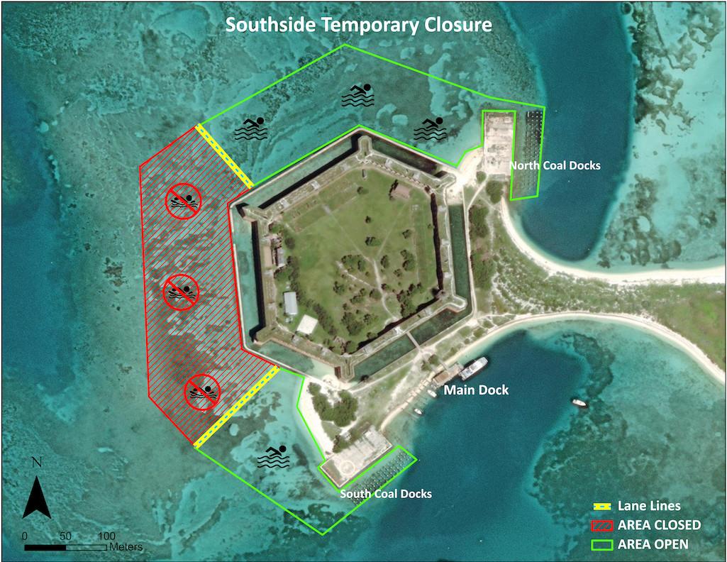 The southside closure of the moat wall  will take place first, followed by a closure of the north side/NPS graphic