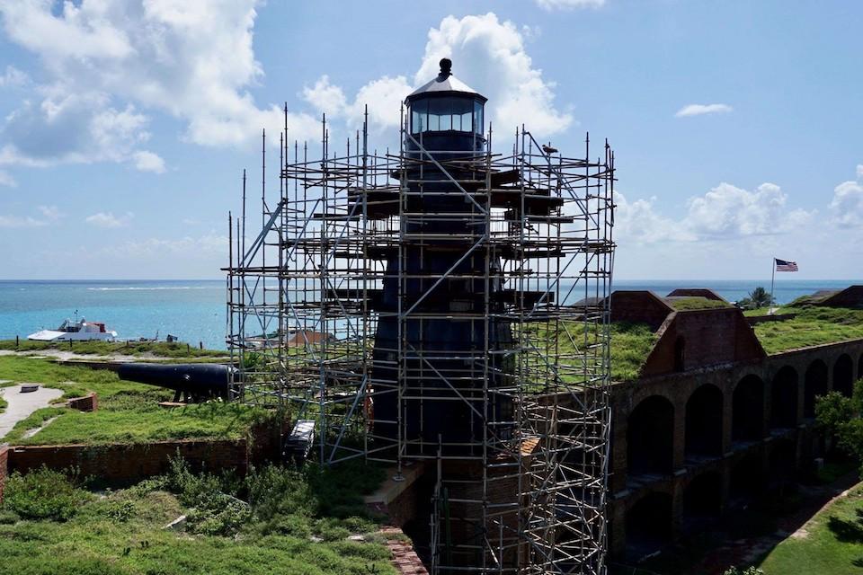 Repairs are getting underway on the Tortugas Harbor Lighthouse at Dry Tortugas National Park/NPS, D. Diaz