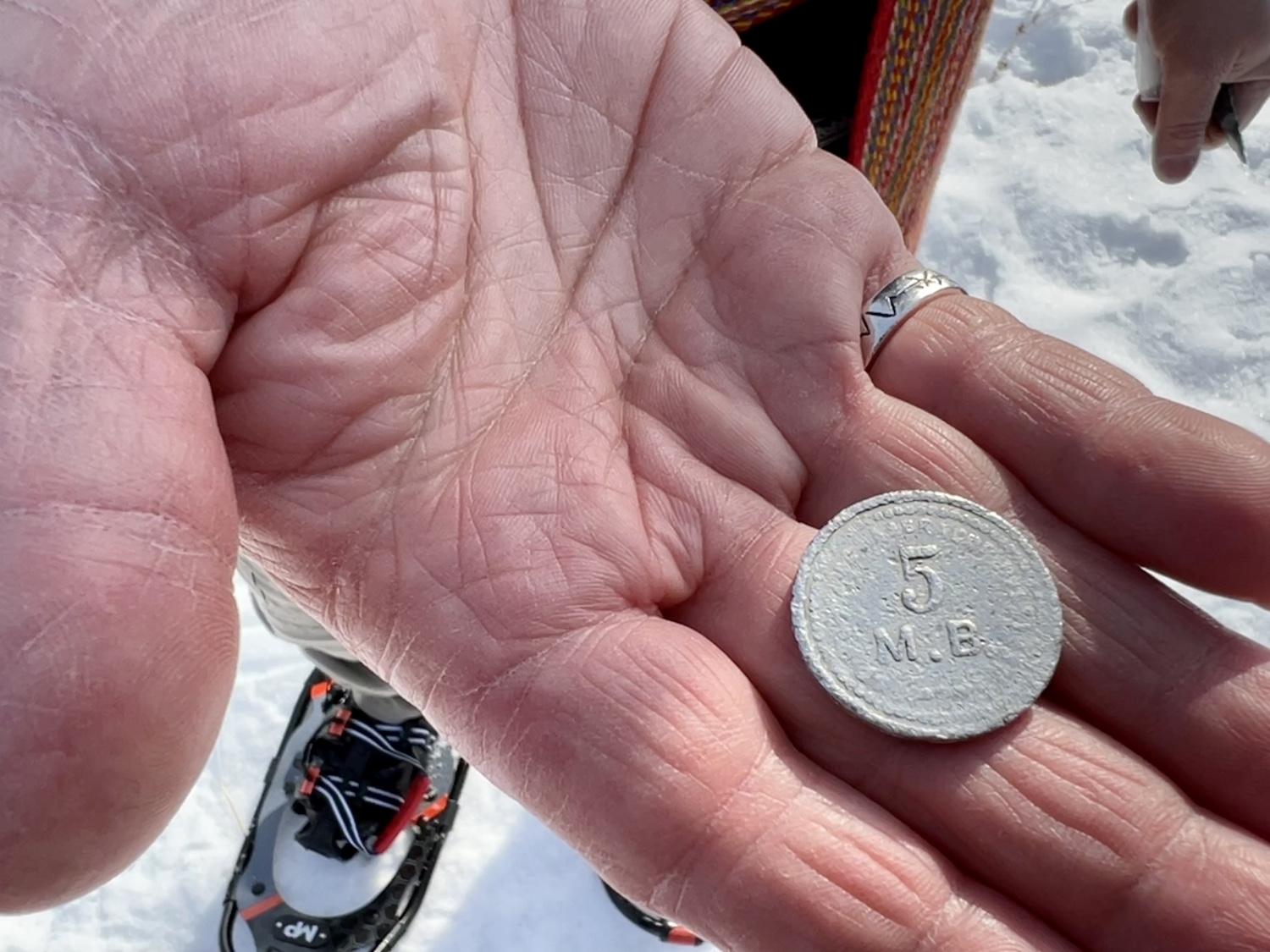 Fur trade tokens were assigned values based on the value of beaver pelts. M.B. stands for Made Beaver.