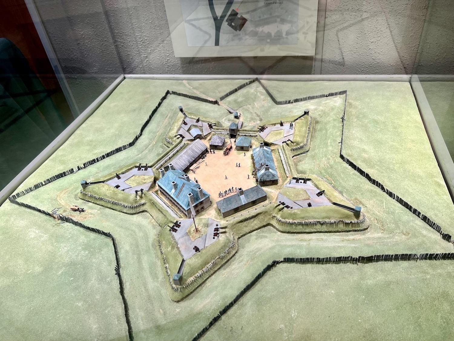 In the visitor center museum, a model shows how the star-shaped fort looks from above.