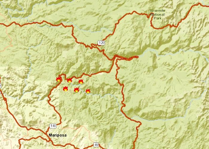 Map of Ferguson Fire near Yosemite National Park/NOAA