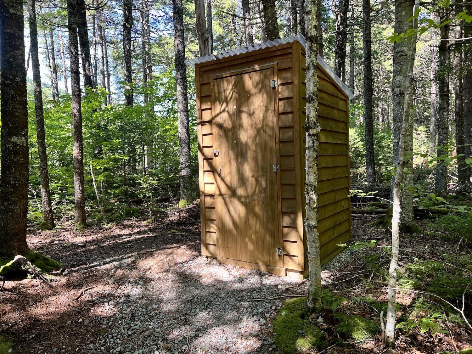 This outhouse is at Black Hole along the Upper Salmon River trail in Fundy National Park in New Brunswick.