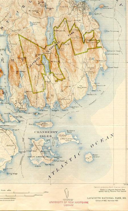 Lafayette National Park map/Friends of Acadia