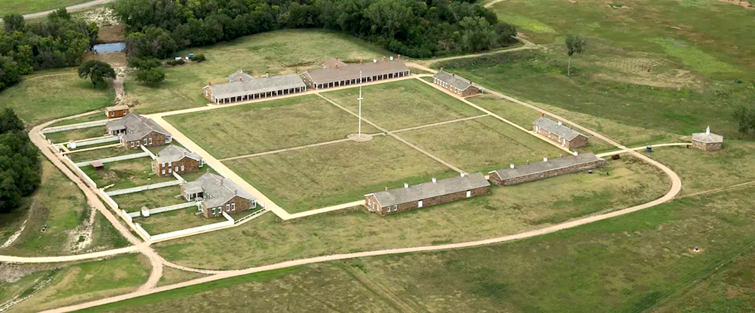 An aerial view of Fort Larned/NPS