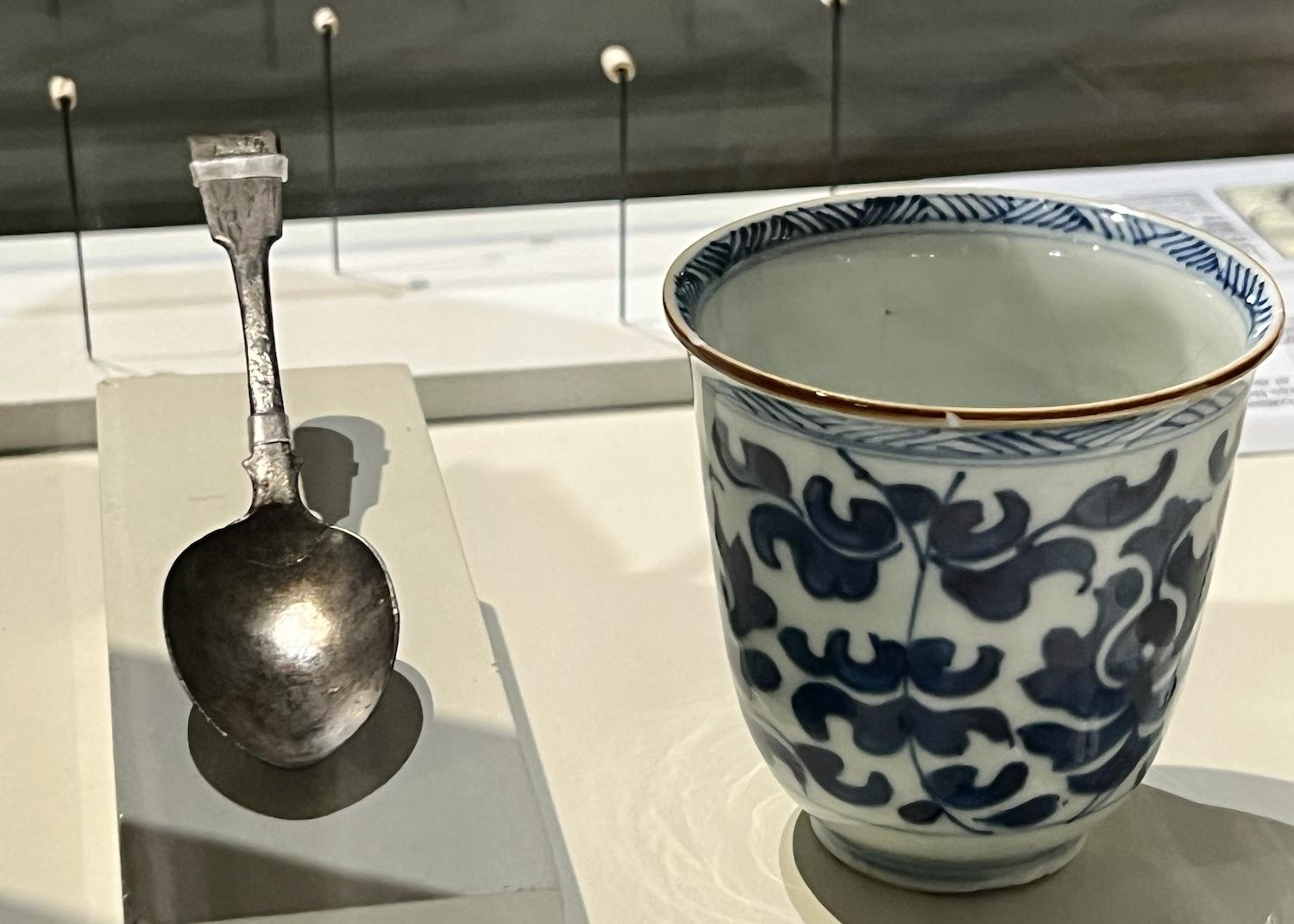 One artifact at Saint-Louis Forts and Châteaux National Historic Site is this porcelain hot chocolate mug from China.
