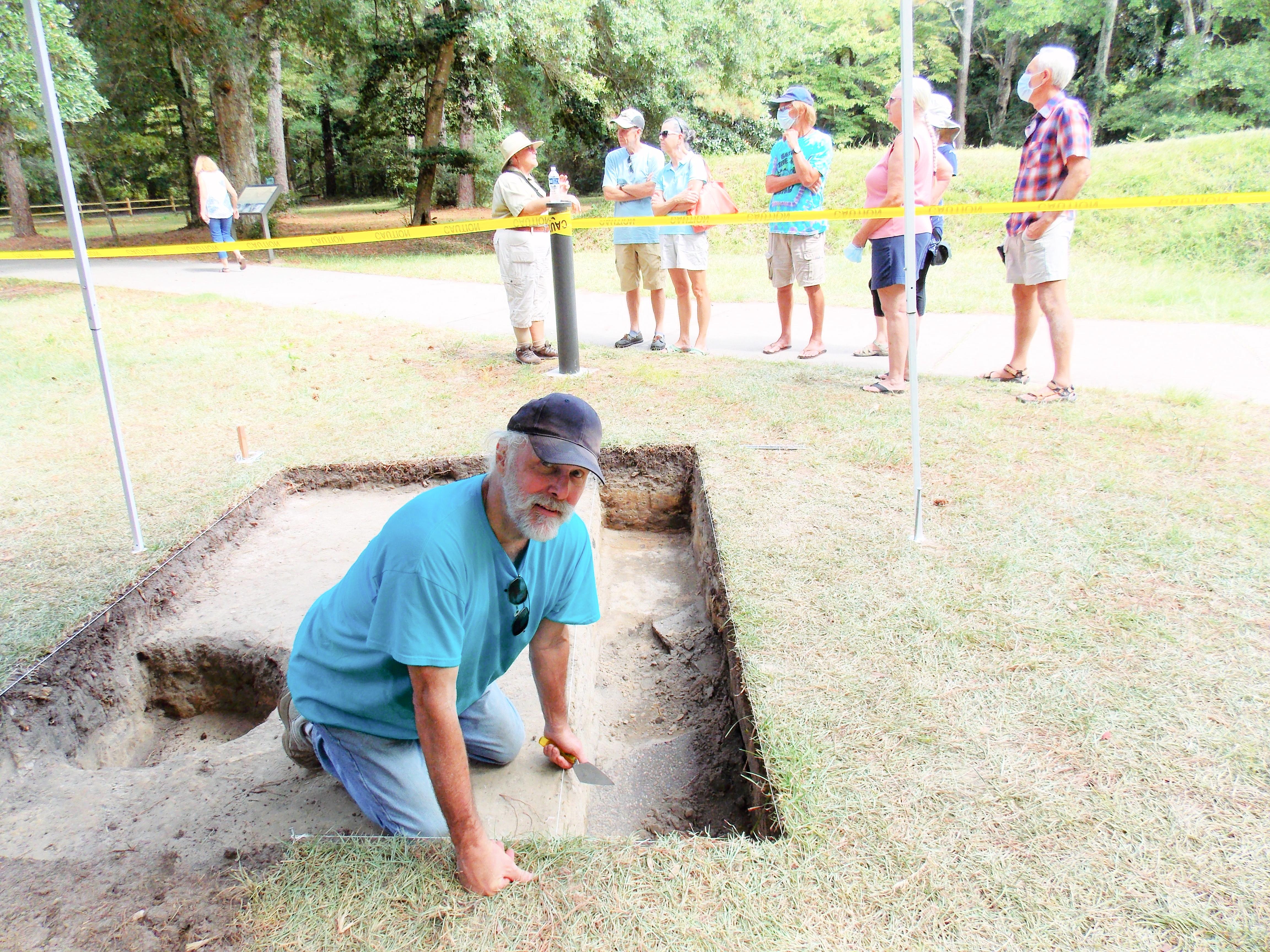 NPS Volunteer Jack Currie at archaeology site. 