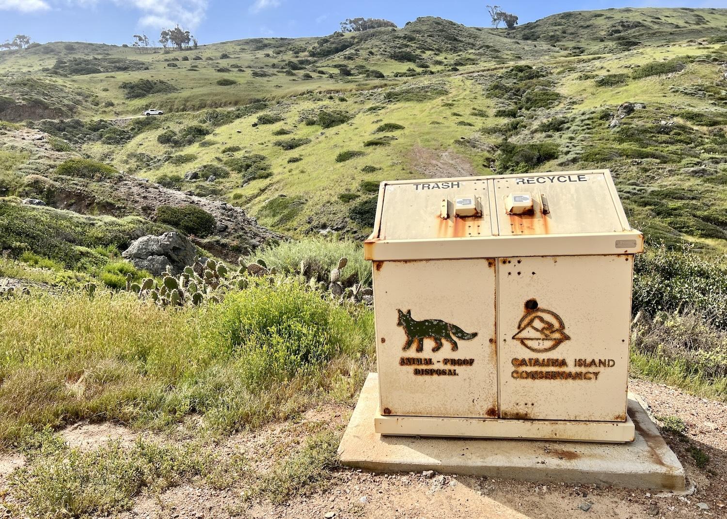 Fox-proof trash bins can be found on Catalina Island.