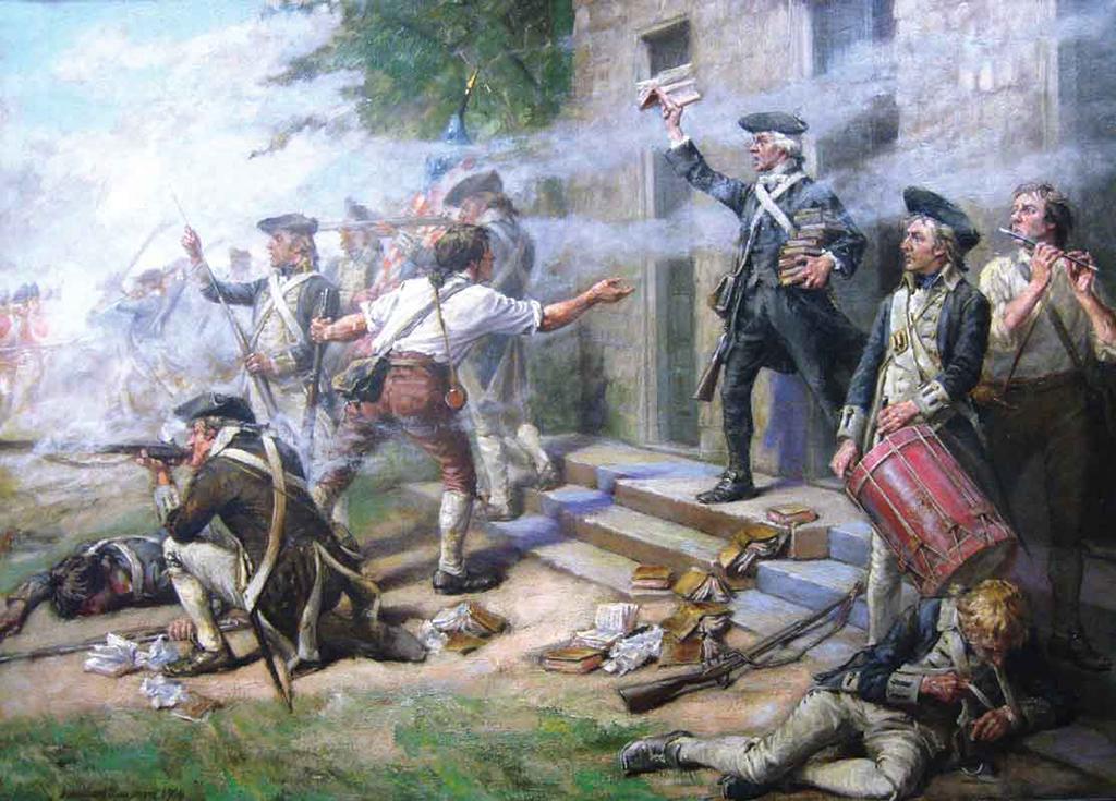 Painting depicting the Battle of Springfield, N.J. called “Give ‘em Watts, Boys” by John Ward Dunsmore / Fraunces Tavern Museum, Sons of the Revolution in the State of New York