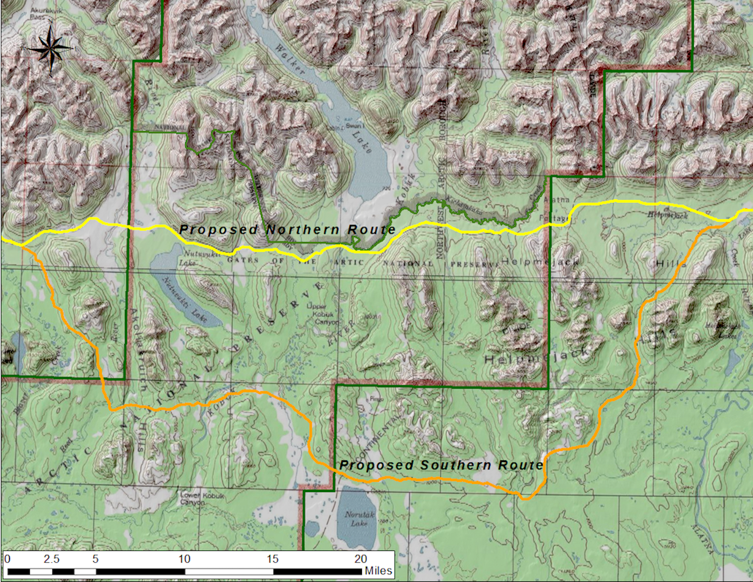 The Ambler Road as proposed would cut across about 20 miles of Gates of Arctic National Preserve/NPS