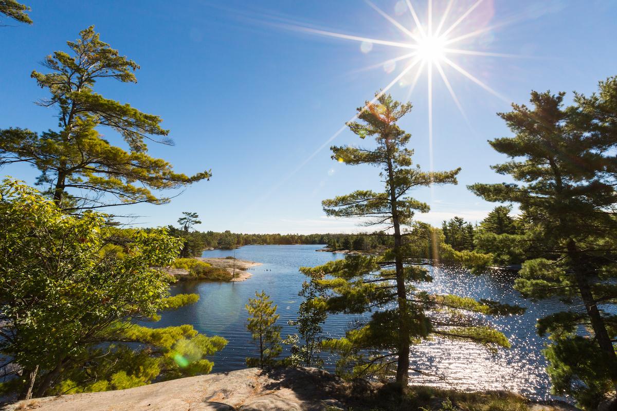 The island park boasts iconic Canadian landscape.