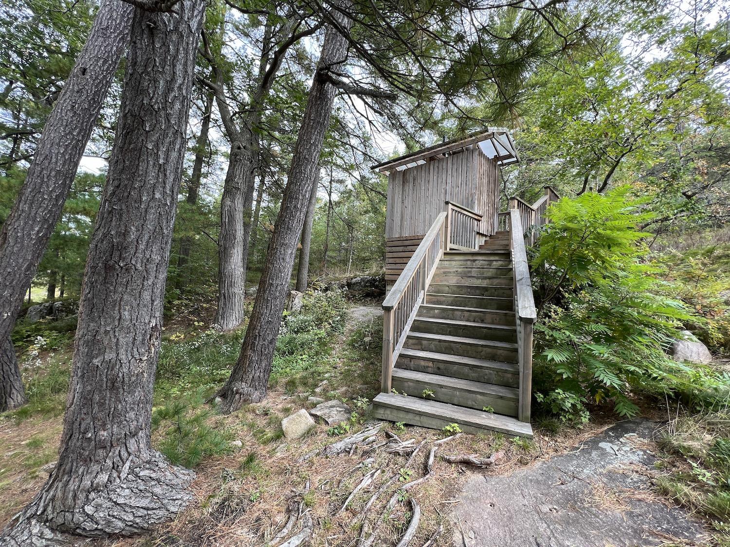 Another two-level outhouse at Georgian Bay Islands National Park in Ontario.