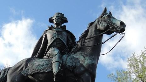 Close-up of General Wayne statue