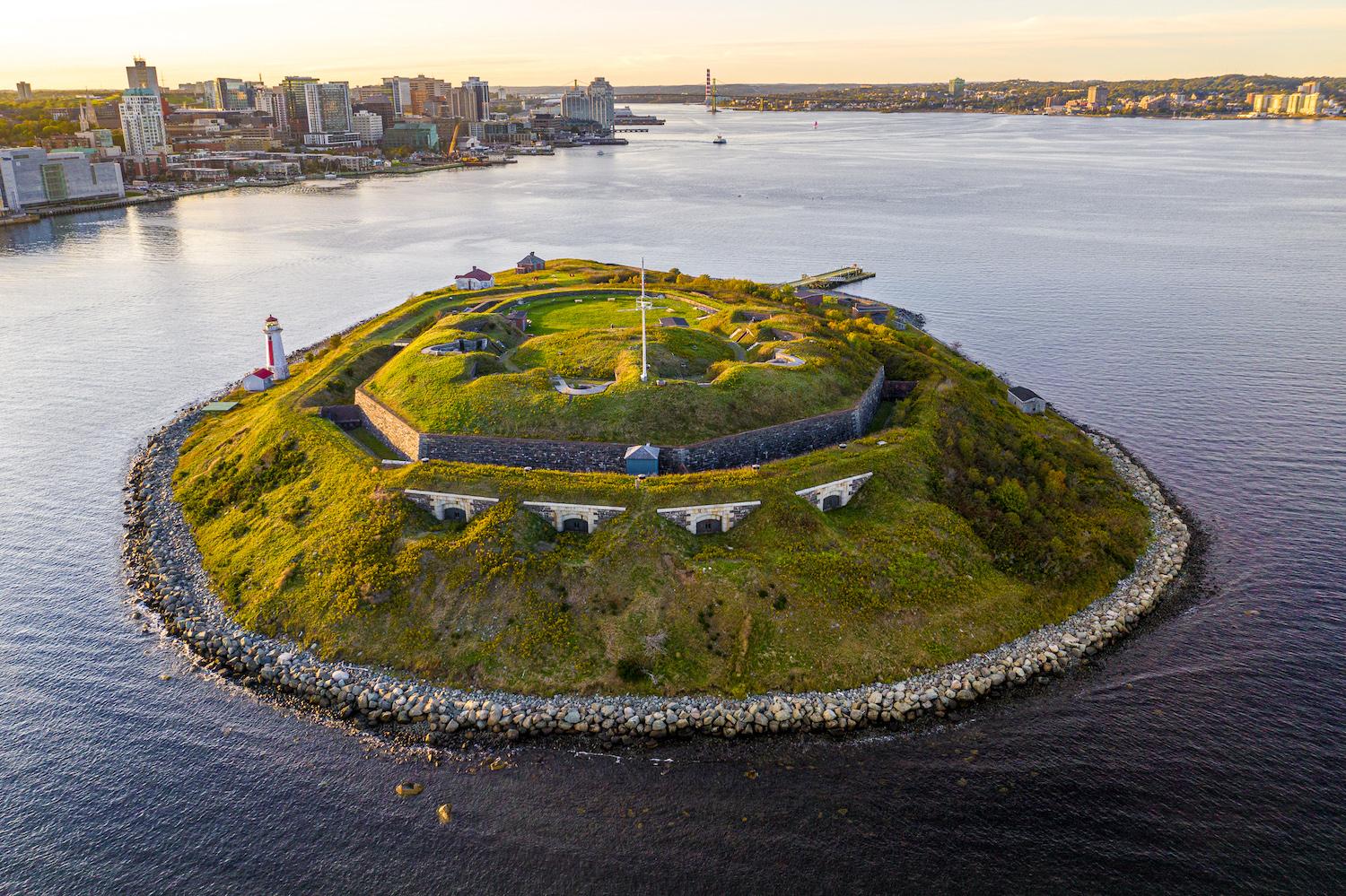Aerial view of Georges Island National Historic Site.