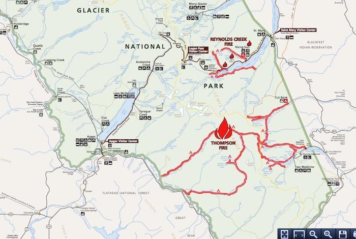 Wildfire map for Glacier National Park/Inciweb