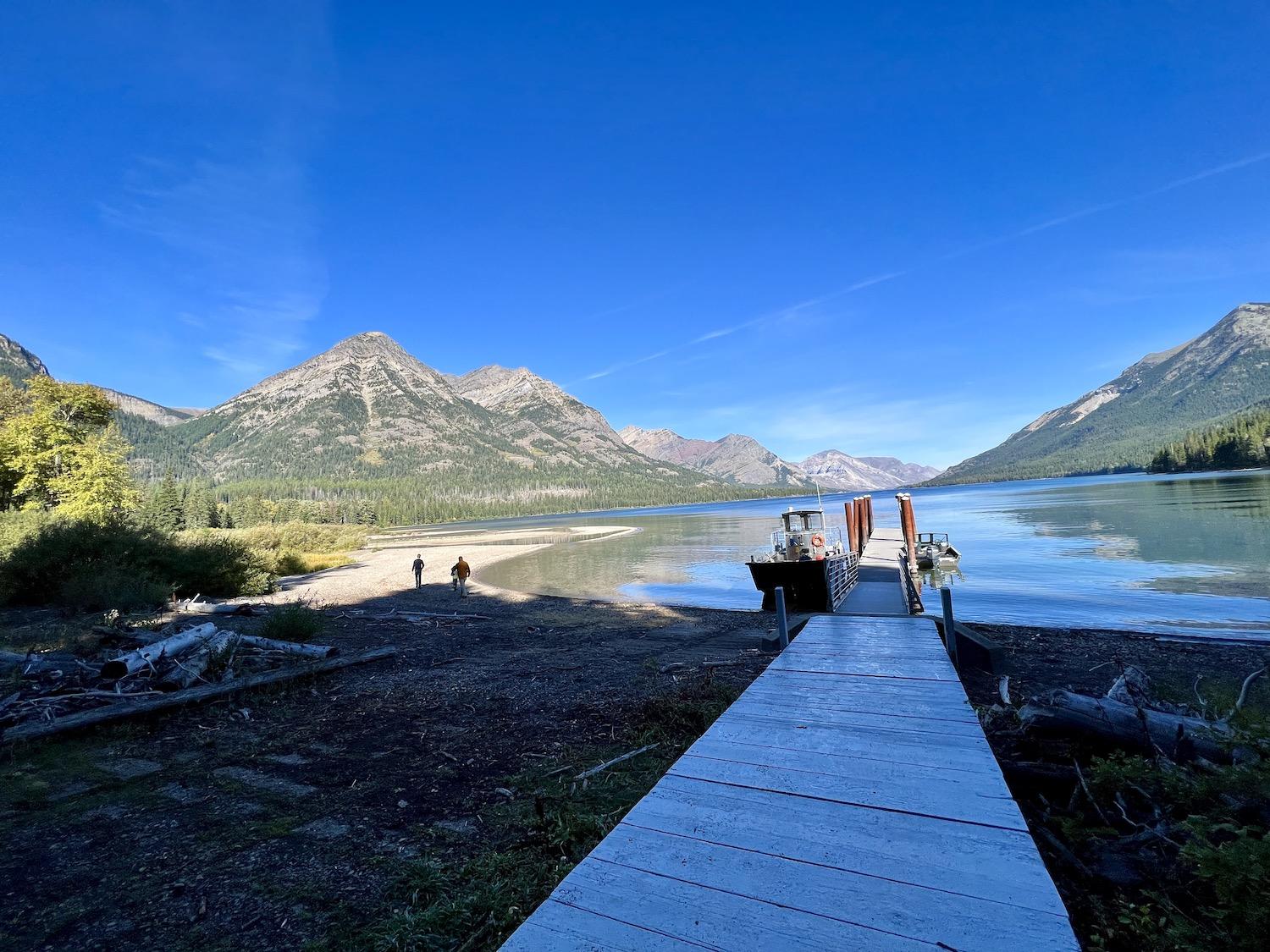 From Goat Haunt in Montana, you can look north along Upper Waterton Lake towards Alberta.