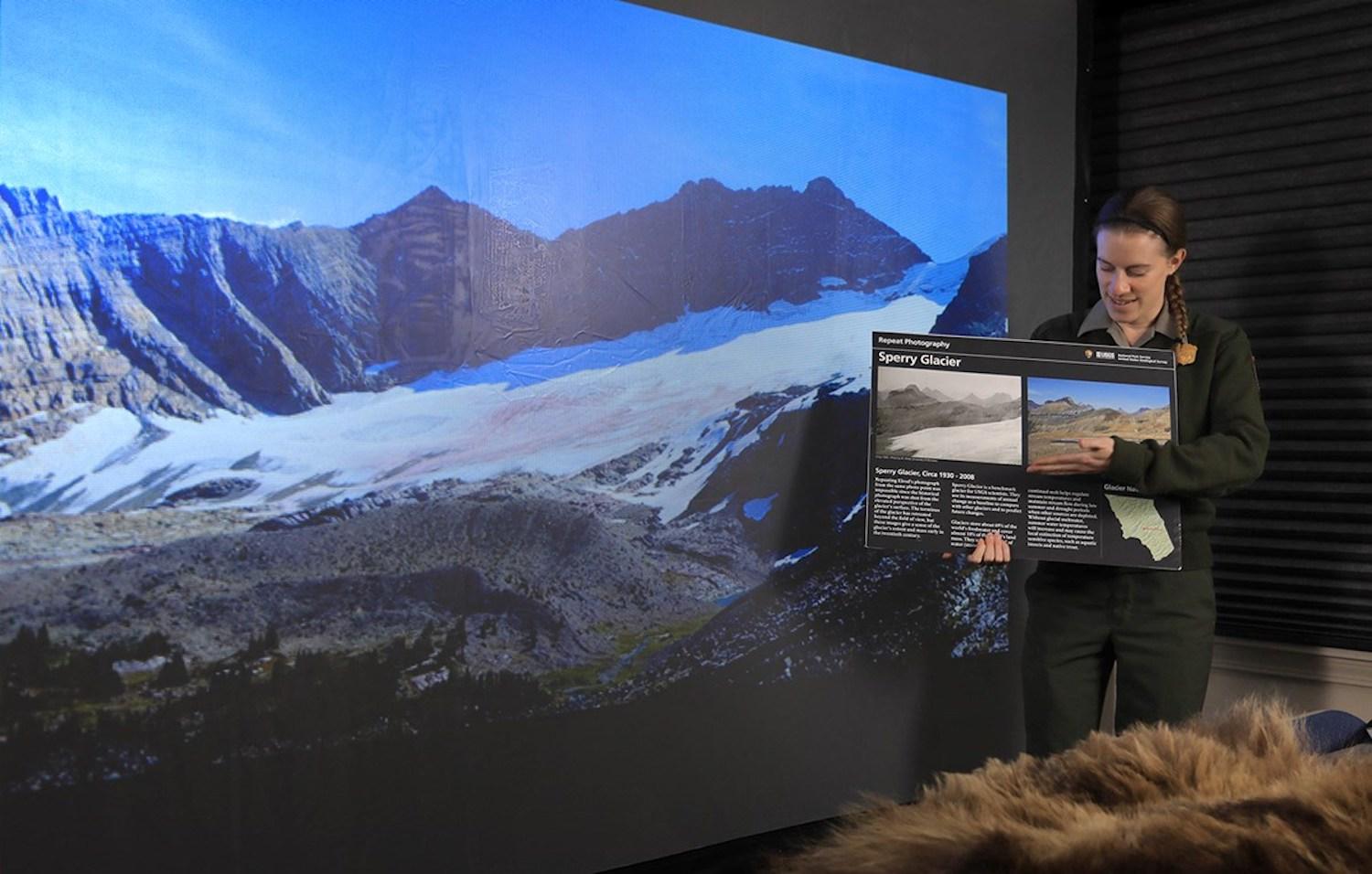 Glacier National Park rangers using "repeat photography" images to explain to visitors how the park's glaciers are changing/NPS
