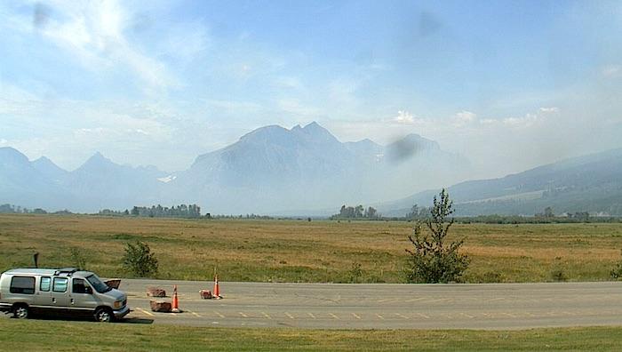 Smoke seen from St. Mary from Reynolds Creek Fire at Glacier National Park