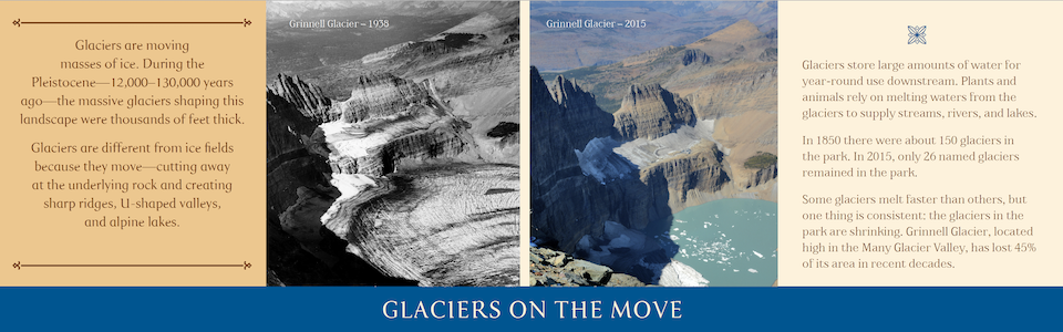 Displays at Glacier National Park's St. Mary Visitor Center give a very brief history of the park's glaciers/NPS