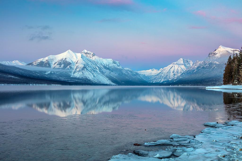 Winter "blue hour" at Lake McDonald, Glacier National Park / Rebecca Latson